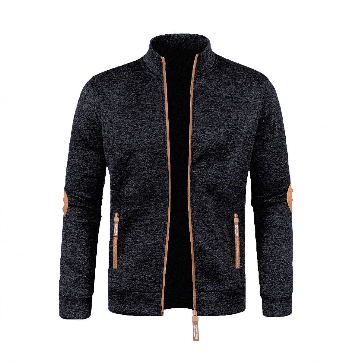 Men's Long Zipper Sweater Sleeve Light Fleece Coat Plus Size