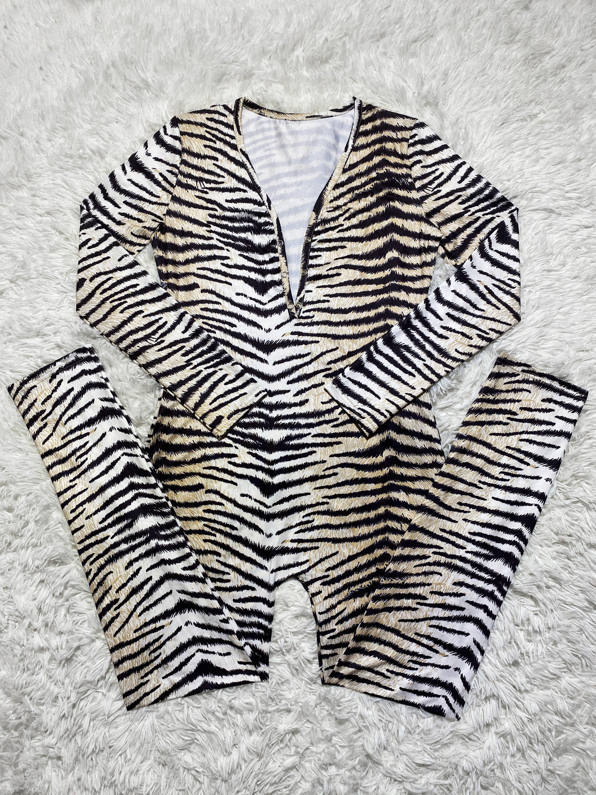 Pantaloni casual a maniche lunghe con stampa leopardata e tuta da casa