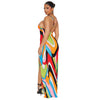 Neck-hanging Rainbow-print Dress For Women