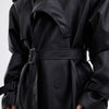 Deconstructing Split Padded Shoulder Profile PU Leather Coat