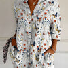 Camicia da donna a maniche lunghe, stampa floreale retrò ed elegante