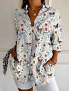 Camicia da donna a maniche lunghe, stampa floreale retrò ed elegante