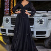 Abito elegante in chiffon con cuciture, abito da banchetto a vita media con ampia gonna a ruota