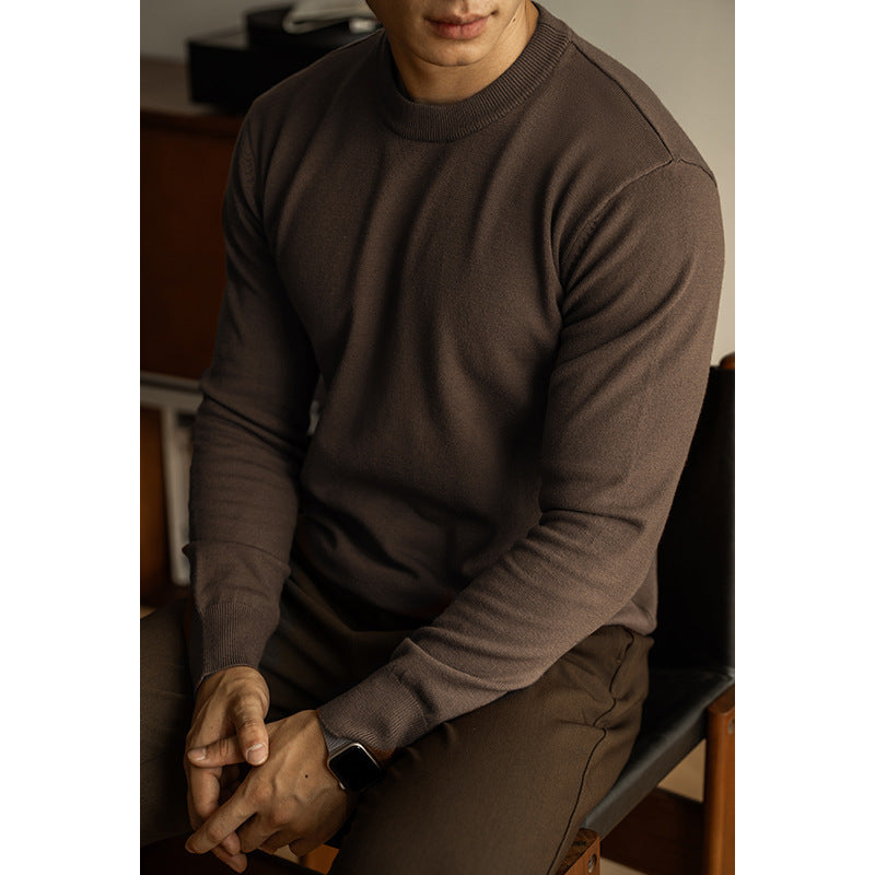 Tencel Wool Autumn And Winter Round Neck Long Sleeve Sweater Men