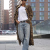 Leopard Print Women's Ultra-long Slim-fit Large Lapel Coat