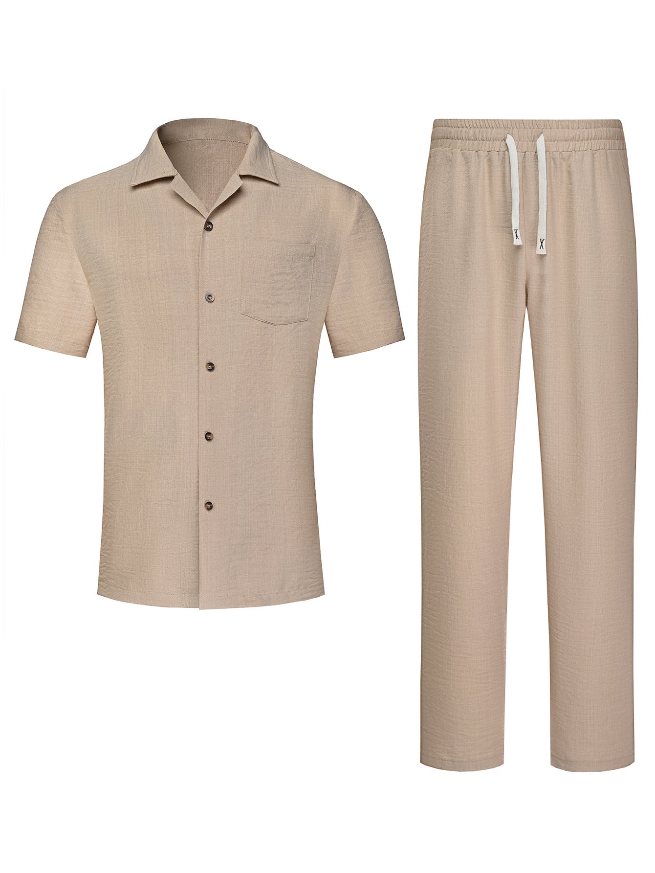 Completo da uomo con camicia casual a tinta unita con risvolto e pantaloni