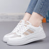 Scarpe da ginnastica casual da donna in mesh con plateau, traspiranti e leggere, bianche