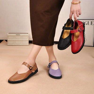 Scarpe basse con fibbia, décolleté basse, scarpe Mary Jane retrò con punta quadrata