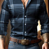 3D Digital Printing Striped Plaid Men's Long Sleeve Shirt