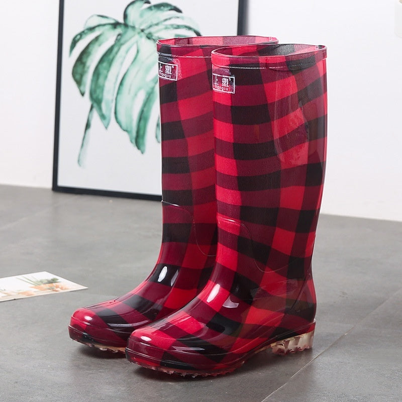 Women's Floral Knee-high Rain Boots Long Non-slip Wear-resistant Rain Boots