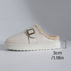 Thick Bottom Belt Buckle Fleece-lined Closed Toe Female Cotton Slippers