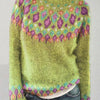 Ladies' 3D Printed Sweater Casual Loose Long Sleeved Knitted Top - A Fashionable And Comfortable Choice For Daily Wear