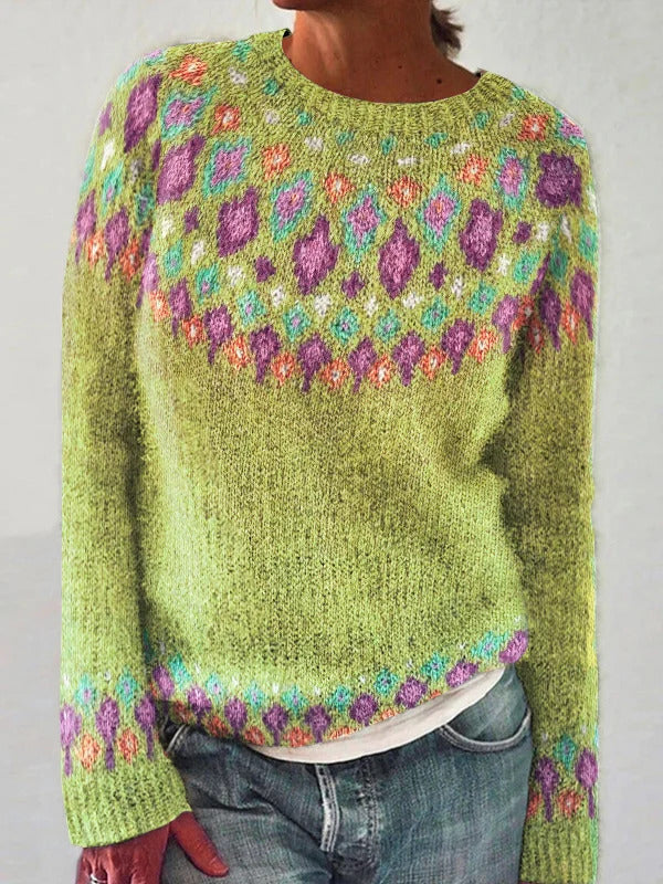 Ladies' 3D Printed Sweater Casual Loose Long Sleeved Knitted Top - A Fashionable And Comfortable Choice For Daily Wear