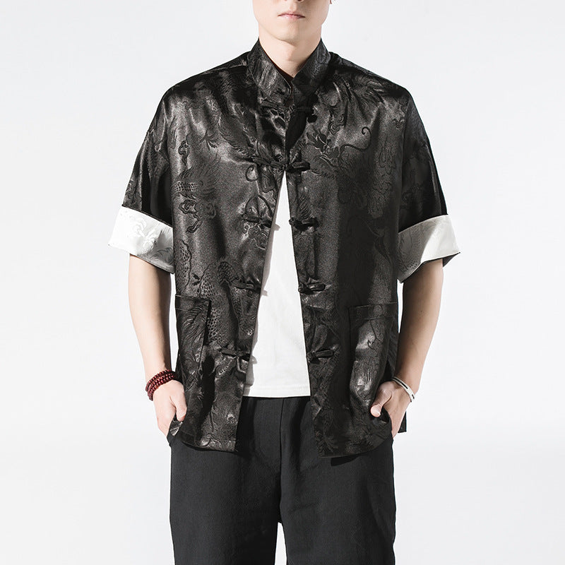 Fashion Personality Men's Short-sleeved Shirt Coat