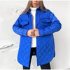 Long Breasted Lapel Loose Warm Diamond Cotton Coat New Autumn And Winter All-match Thick Cotton Coat For Women