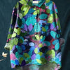 Camicia da donna estiva casual a maniche corte con stampa e colletto, taglia europea