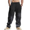 Men's Hawaiian Printed Wide-leg Pants Mid-waist
