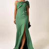 Green Bow Tube Top Evening Dress
