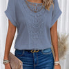 T-shirt a maniche corte taglie forti con patchwork di pizzo traforato, sito indipendente, transfrontaliero