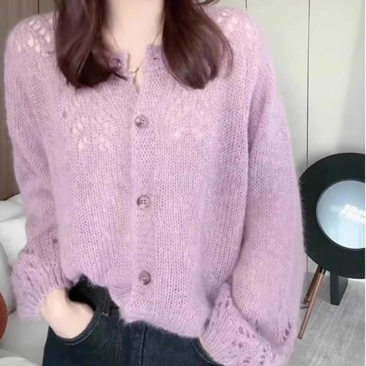 Long Sleeve Soft Glutinous Women's Clothing Gentle Dignified Hollow Sweater