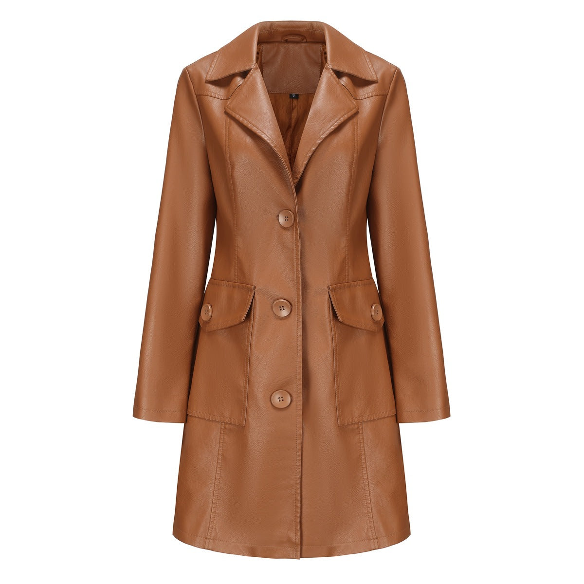 Cappotto Lungo in Pelle Trench alla Moda Capispalla da Donna
