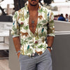 Camicia da uomo casual con stampa floreale, risvolto, per le vacanze