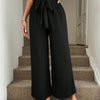 Pantaloni Larghi Casual da Resort con Fascia in Vita a Fiocco