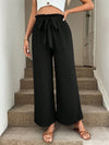 Pantaloni Larghi Casual da Resort con Fascia in Vita a Fiocco