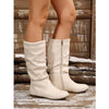 Plus Size Women's Side Zipper Pleated Pile Style Boots