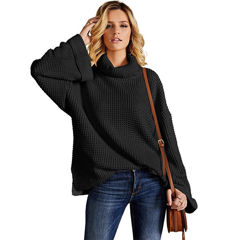 Solid Color Sweater Women's European And American Lapel Loose