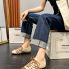 Thick Bottom Cowhide Lace-up Special-interest Design Color Matching Bowling Shoes