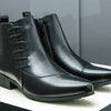 Large Size High-top Shoes Side Zipper Color Matching Leather Shoes Men's British Style