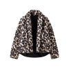 Cappotto da donna con risvolto, ampio e caldo, con stampa leopardata vintage