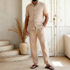 Completo da uomo con camicia casual a tinta unita con risvolto e pantaloni