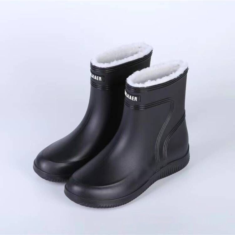 Cotton-padded Warm-keeping Fixed Velvet Rain Boots For Men And Women