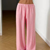 Pantaloni con elastico in vita, allacciati, pantaloni casual a gamba larga