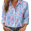 Womens 3D-printed Floral Loose-fit Blouse