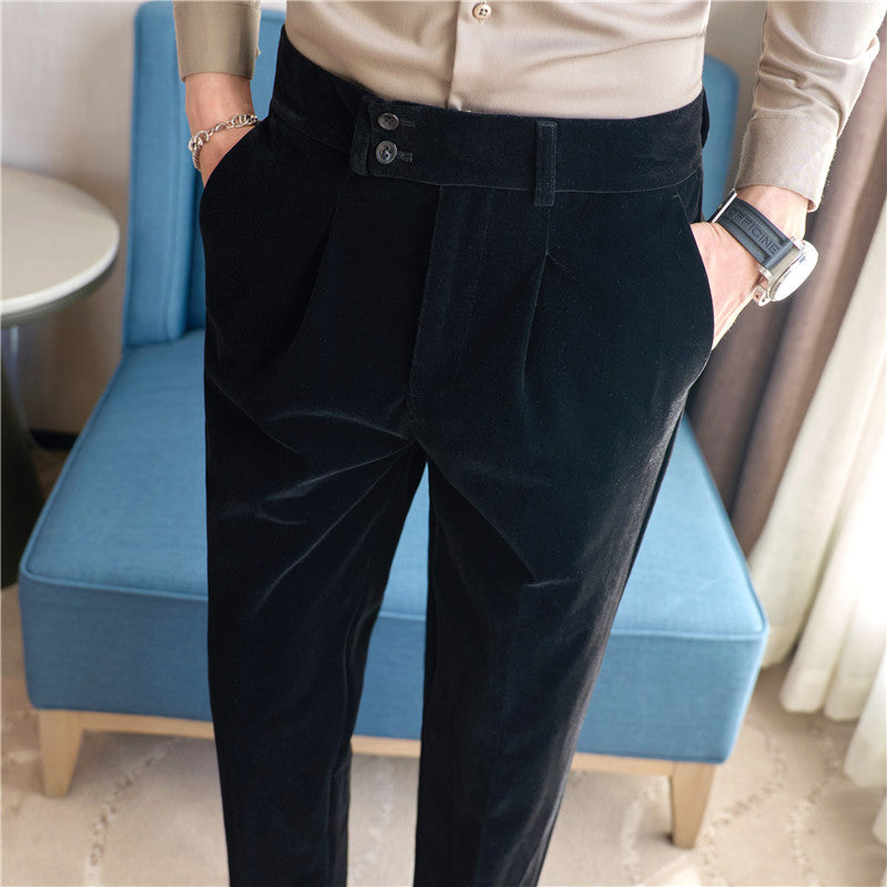 New Arrival Comfortable Stretch-waist High-end Thick Velvet Casual Pants