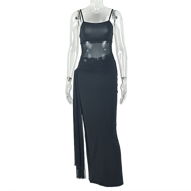 Crew-neck, Form-fitting Street-style Long Dress