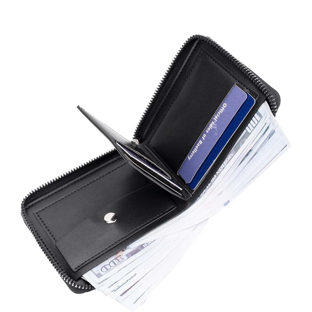 Leather Anti-theft Credit Card Zipper Wallet