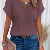 T-shirt a maniche corte taglie forti con patchwork di pizzo traforato, sito indipendente, transfrontaliero