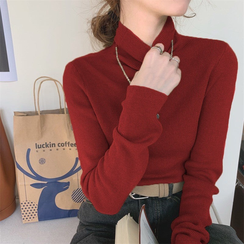 Maglione da donna con risvolto e fondo sottile