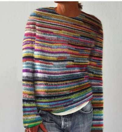 Ladies' 3D Printed Sweater Casual Loose Long Sleeved Knitted Top - A Fashionable And Comfortable Choice For Daily Wear