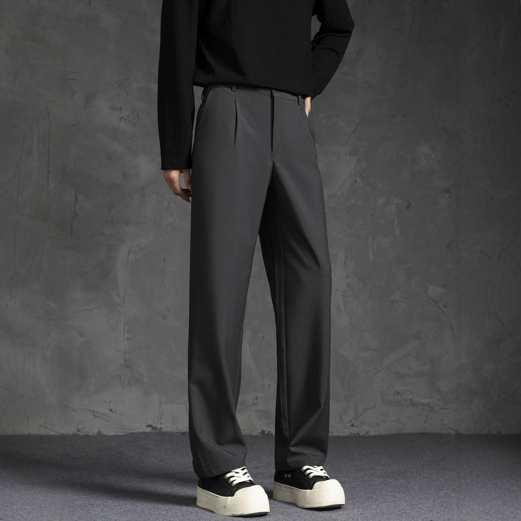 Black Loose Drooping Straight Casual Suit Pants