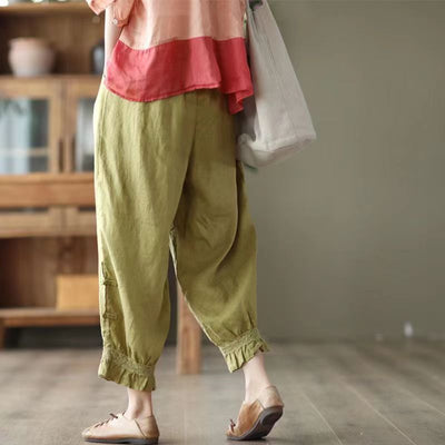 Vintage Artistic Lace-trimmed Harem Pants