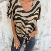 Women's V-neck Print Lace-up Zebra Pattern