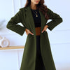 Simple Double Breasted Long Sleeve Lapel Button Woolen Coat