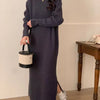 Half Turtleneck Base Knitting Dress Overknee Long