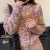 Retro Gentle Idle Style Knitted Rainbow Sweater