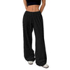 Trousers Elastic Waistband Lace-up Wide-leg Casual Pants